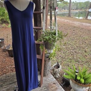 Skivys Femme Blue Jersey Knit Athleisure Maxi Dress Size Medium